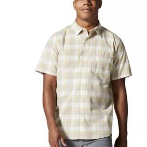 Mountain Hardwear Men 100% cotton Short Sleeve Plaid Backcountry Shirt SZ L